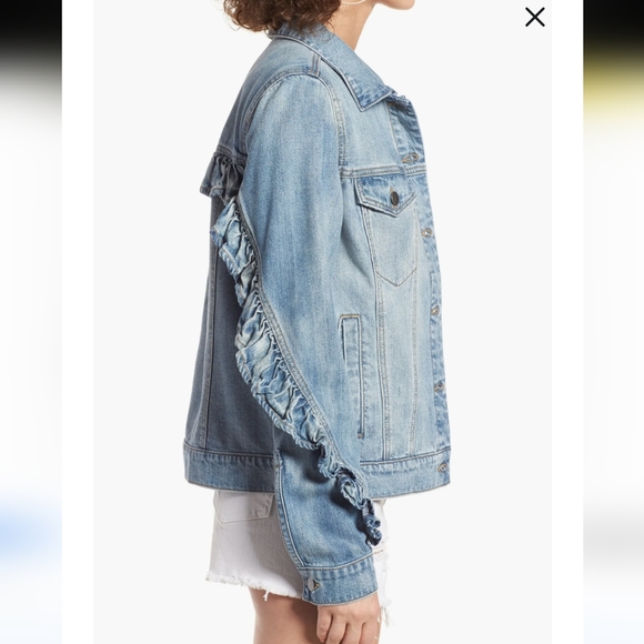 BP Ruffle Jean Denim Jacket Size Medium - Picture 10 of 10